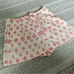 ARTISAN NY 100% Linen High Rise Drawstring Aztec Tribal Shorts Large